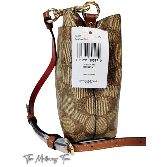 Coach C6835 Mini Town Bucket Bag Signature Canvas w/ Radial Rainbow Khaki $298 - Picture 7 of 11